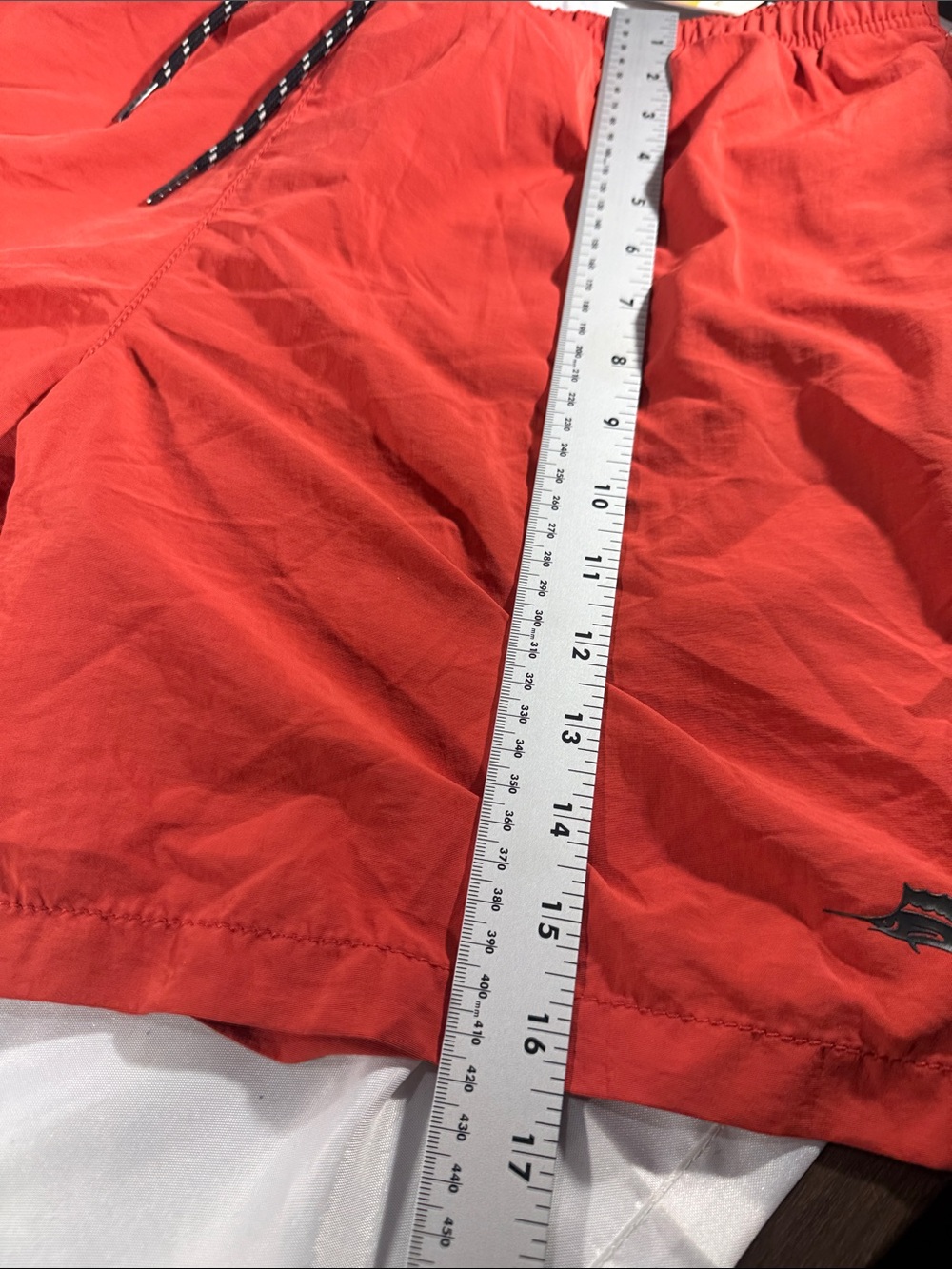Tommy Bahama Men's orange Relax Swim Trunks with Black Drawstring - Picture 8 of 9